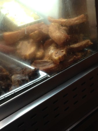 Slabs of fried pork.